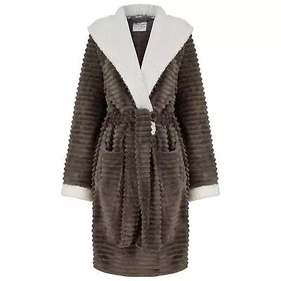 Buy Tokyo Laundry Ladies Hooded Dressing Gown Grey Fleece Bath Robe House Coat • 24.99£
