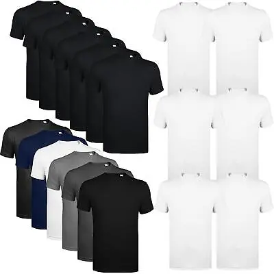 Buy 6 Pack Mens Assorted Crew Neck Short Sleeve T-Shirt 100% Cotton Blank Tee S-3XL • 16.99£