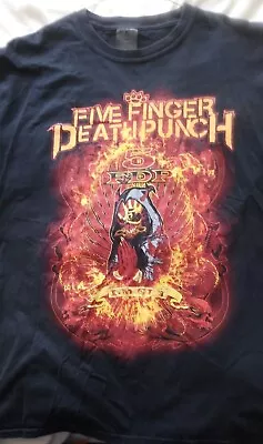Buy Five Finger Death Punch FFDP - Flames Band T-Shirt - Size Large • 11.99£