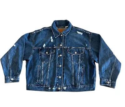 Buy Levi's '90s Trucker Jacket Denim Distressed Med Wash Womens Size XL • 42.52£