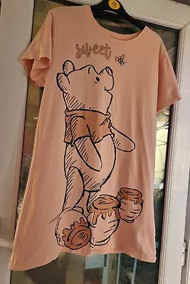 Buy Disney Winnie The Pooh Honey Pot Salmon Pink Nightie Sleepwear Long T-Shirt Top • 9.99£