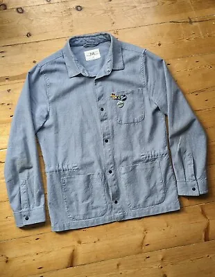Buy Folk Blue Popper Chore Worker Jacket Size 3 M/L | Mod Indie Retro 60s Workwear • 59.99£