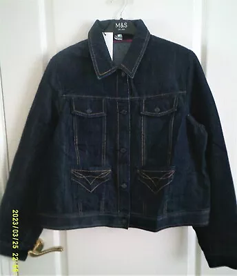 Buy SOFT GREY BNWT Ladies Dark Blue Denim Jacket With Patch Pockets....Size 18 • 19.99£