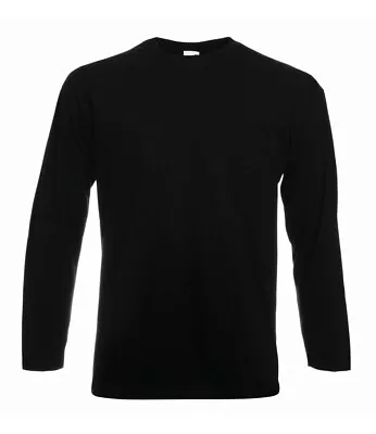 Buy Fruit Of The Loom Mens Valueweight Long Sleeve T-Shirt Plain Cotton Round Neck T • 6.97£