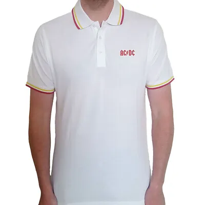Buy AC/DC Classic Logo White Polo Shirt S-XXL Official Band Merch • 18.56£