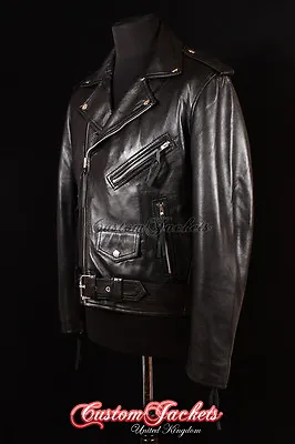 Buy BRANDO Mens Black Biker Style Leather Jacket Slim Fit Fashion Lambskin Jacket • 101.78£