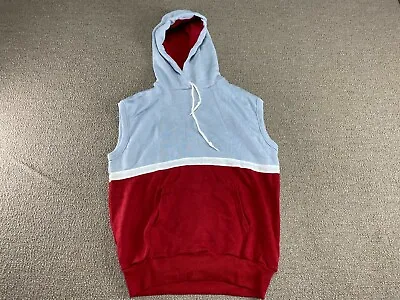 Buy Blank Sleeveless Hoodie Sweatshirt Collegiate Pacific Red Gray Workout 80s VTG • 23.20£