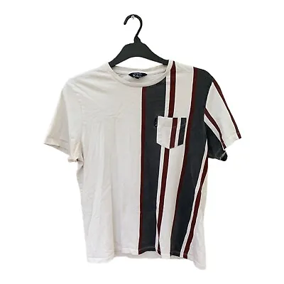 Buy Ben Sherman Mens White Classic Retro Wide Striped Tee T-shirt Size Large • 7.99£