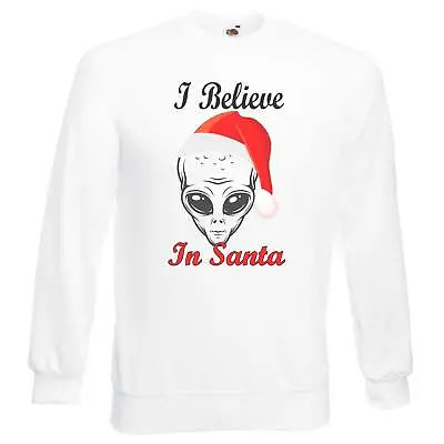 Buy Adults I Believe In Santa Alien Conspiracy Festive White Unisex Christmas Jumper • 19.95£