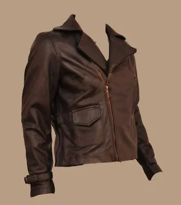 Buy Avenger Captain America Brown Biker Genuine Leather Jacket Chris Evans BNWT • 101.99£