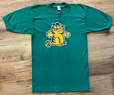 Buy Vintage 80s Garfield T Shirt “Wayne” On Back, Sz M Green. • 19.99£