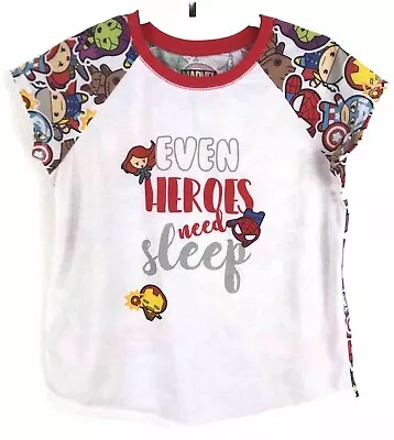Buy Marvel Girls Pajama Shirt ‘Even Heroes Need Sleep’ Flame Resistant Sz XL B01 • 7.85£