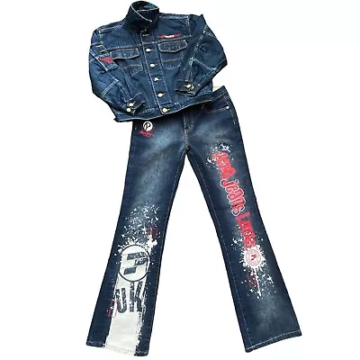 Buy Y2K Pepe Jeans London Denim Jacket And Flare Jeans Set Embroidered Sz 29/L • 85.29£