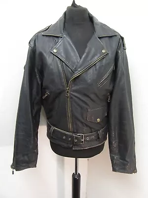 Buy Vintage Rock N Blue Leather Brando Motorcycle Jacket Size L • 69£