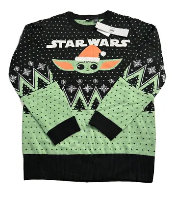 Buy Star Wars Mandalorian Christmas Sweater Black/Mint NEW LARGE Unisex • 26.99£