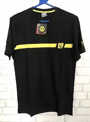 Buy Bvb Puma 09 T-shirt  Brand New Official Yellow Black S/m/l/xl & 30/32 & 24/26 • 10.99£
