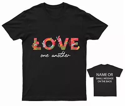 Buy Love One Another Hippie Flower T-Shirt Personalised Gift Customised Name Message • 13.95£