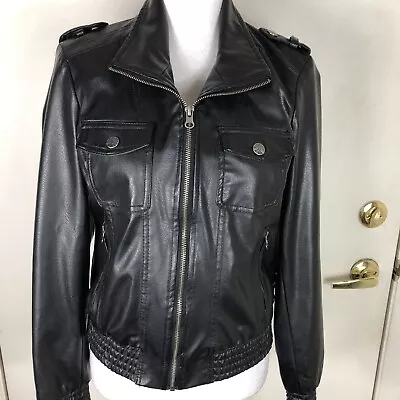 Buy Miss London Women’s Bomber/biker Faux Leather Jacker Sz L Black • 32.16£