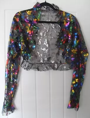 Buy Colourful Ghost Net Bolero Jacket Size Extra Small • 3.50£