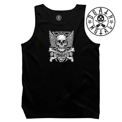 Buy Death Skull Vest Music Clothing Rock Metal Devil's Eye Gothic Satanic Tank Top • 11.03£