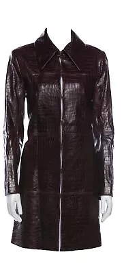 Buy Alice + Olivia Crocodile Print Lamb Leather Jacket Sz M Nwt • 803.24£