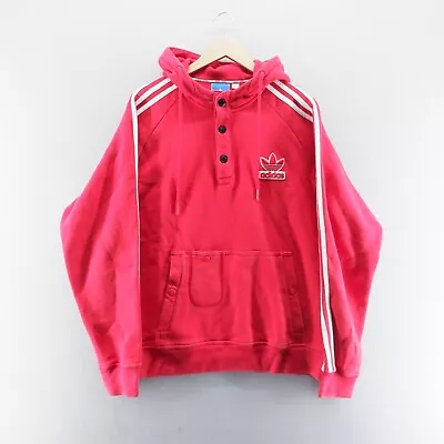 Buy Team Adidas Hoodie Large Red Embroidered Trefoil Logo Pulover Sweatshirt • 26.09£