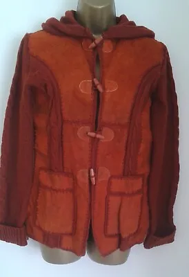 Buy Ladies Leather And Knit Hooded Jacket - Vintage 1970's • 30£