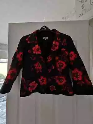 Buy Marks And Spencer Size 12 Embroidered Red Flowers Women's Evening Jacket • 4.50£