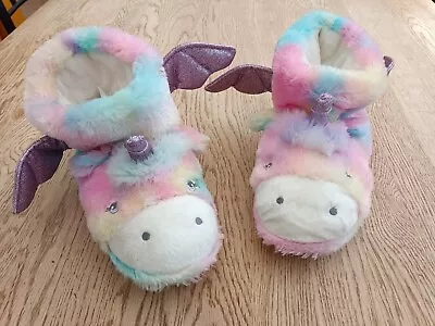 Buy John Lewis Kids Girls Slippers - Fluffy Unicorn - Size 4 NEVER WORN UK Seller • 3£