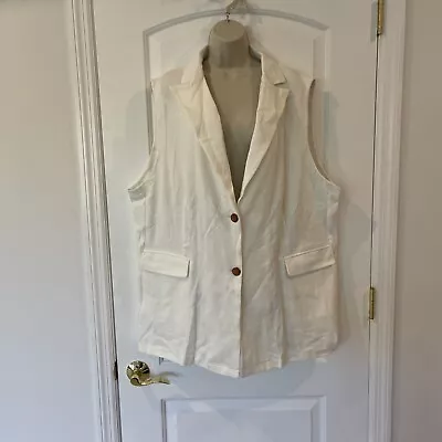 Buy Happy Sailed 3XL Off White Notched Blazer Jacket Vest Pockets Two Button • 27.79£