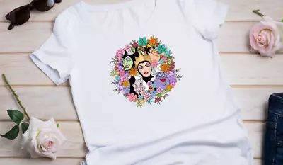 Buy Villains Flowers T Shirt Ladies Girls White Cotton Top For Her Holiday UK • 8.99£