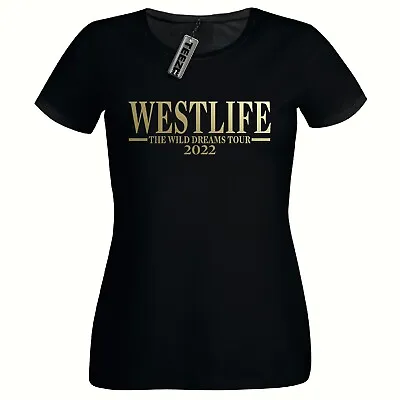 Buy Westlife Wild Dreams Tour T Shirt, Ladies Fitted T Shirt, Gold Slogan • 10.25£