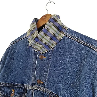 Buy Levis Denim Jacket Mens Large Check Blanket Lined Vintage Made In USA RARE • 57.80£