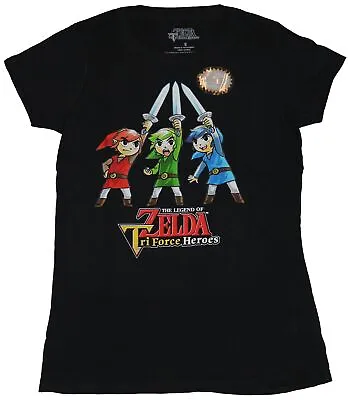 Buy Legend Of Zelda Girls Juniors  T-Shirt - Tri-Force Heroes Triple Link Cheer • 11.86£
