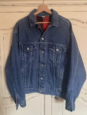 Buy Denim Jacket 100% Cotton Indigo Size Medium / Large Vintage Checked Lining • 25£