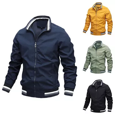 Buy Mens Classic Retro Bomber Jacket Casual Scooter Zip Up Coat Outerwear Tops 44 • 15.99£