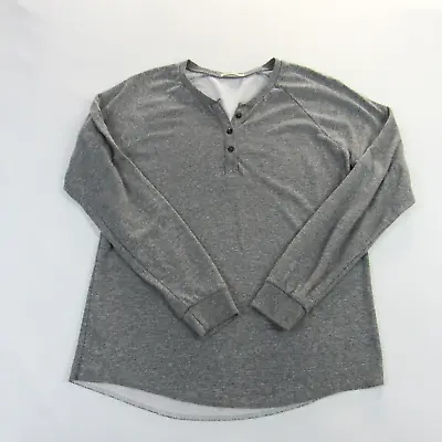Buy Marine Layer Henley Shirt Womens Large Heather Gray Double Knit Long Sleeve Top • 27.43£