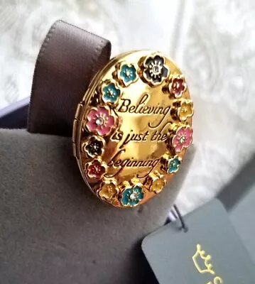 Buy Disney Couture Kingdom Tinkerbell Locket Ring Size 7 Floral 14K GP NWT • 45.36£