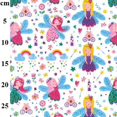 Buy Polycotton Fabric Fairies Fairy Rainbow Fantasy Nursery Kids Childrens • 2.70£