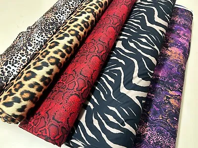 Buy Leopard Animal Print Cotton Blend Jersey Fabric 150cms Wide Stretch  Material • 35.99£