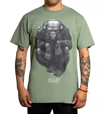 Buy Sullen Noise Chimpanzee Headphones Tattoo Artist Premium Green T Shirt UK M-3XL • 32.99£