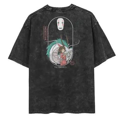 Buy Male Washed Cotton T-shirt Spirited Away No Face Man Short Sleeve Tops Tee • 29.63£
