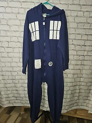 Buy Doctor Who Men's One Piece Hooded Union Suit Pajama Sleepwear, Blue, Size: L/XL • 11.73£