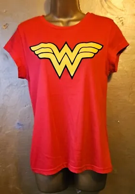 Buy Wonder Woman Red With Yellow/Black Logo T-Shirt, S.14, Stretch, Short Sleeve. • 25£