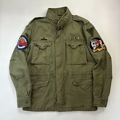 Buy Polo Ralph Lauren Military Field Jacket Army Coat Olive M65 L Skull Patch • 145£