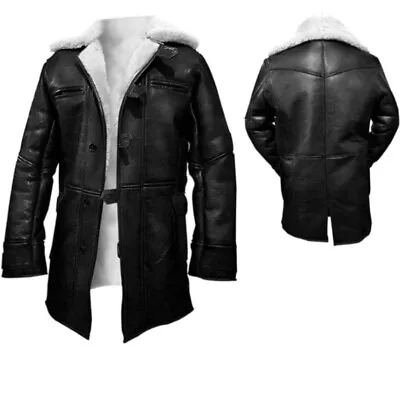 Buy Men Batman Dark Knight Rises Tom Hardy Leather Men's Trench Bane Coat Fur Jacket • 124.99£