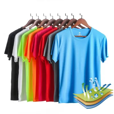 Buy New Mens Breathable T Shirt Cool Dry Sports Performance Running Wicking Gym Top • 7.79£