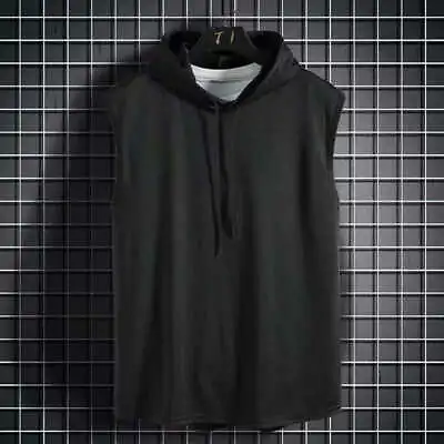 Buy Hooded Fitness Sleeveless  Vest Tank Top  Sports Muscle Hoodie Men GymT-Shirt UK • 5.89£