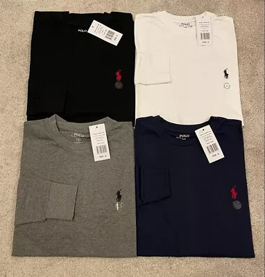 Buy Ralph Lauren Polo T Shirt Mens Crew Neck LONG Sleeve Custom Fit • 19.99£