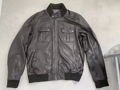 Buy Excellent  Condition Ted Baker Dark Brown Leather Jacket Size 6 XL • 22£